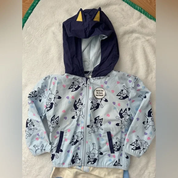 NWOT Girls Toddler 4T Bluey Outfit 3-Piece Set with Jacket, Pants, Tank Top - Picture 5 of 6